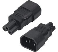 CABLEPELADO Adaptador alimentación IEC C14 Macho a C5 Hembra | IEC320 Macho C14 a C5 Hembra | C14 a C5 | Tensión Nominal 110V-250V | Corriente Nominal 10A-16A. | Potencia Nominal: 2000W | Negro