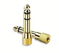 CABLEPELADO Adaptador de Audio Estéreo Jack 3.5mm Hembra a Jack 6.35 mm Macho Estereo | Adaptador conversor Jack 3.5 mm a 6.35 mm | Adaptador de Conector de Auriculares | Niquel | Dorado