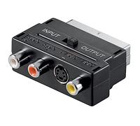 CABLEPELADO Adaptador SCART AV conmutable | Adaptador convertidor Euro Conector | Conversor S-Video 3 | Adaptador de Euroconector | 2 x Audio, 1 x Video, 1 x S-Video
