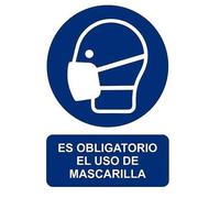 CABLEPELADO Adhesivo Obligatorio El Uso de mascarilla Vinilo 20x30 cm Azul