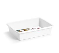 CABLEPELADO Bandeja de plástico | Armario y frigorífico | Polipropileno | Apta para lavavajillas | 26 cm x 19 cm x 6 cm | 2 litros | Blanco