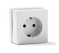 CABLEPELADO Base Enchufe Superficie | Enchufe con TT | Toma de Corriente Superficie | Base Enchufe Bipolar | 55 x 55 mm | Porta contactos en Porcelana | Protección Infantil | 16A | 250V | Blanco