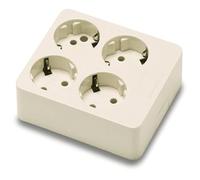 CABLEPELADO Base Rectangular de 4 Tomas con TT Lateral | sin Cable | Resistencia al Impacto: IK07 | 16A 250V | Policarbonato | 114 mm Largo x 100 mm Ancho x 45 mm Fondo | Beige | 4 Tomas