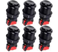 CABLEPELADO Boton Americano Arcade con microinterruptor | Boton máquinas Arcade | Boton Máquinas Jamma | Montaje: Orificios de 28 mm | Incluye Anillo de fijación y microswitch | 6 Unidades | Negro