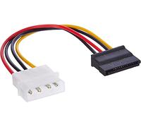CABLEPELADO Cable adaptador divisor de alimentación de 4 pines macho IDE Molex | LP4 a 2X 15 Pines SATA | 18 AWG | Apto para HDD, SSD, CD-ROM | 15 cm (1x SATA)