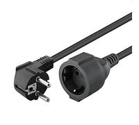 CABLEPELADO Cable alargador de alimentación, Cable Extensor alimentación Schuko Macho a Hembra, Cable de Tipo H05VV-F 3G1.5mm² | Enchufe 16A/250V, Negro, 2 Metros