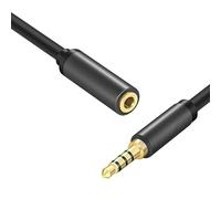 CABLEPELADO Cable alargador Jack 3.5 mm con microfono 4 Pines | Alargador Auriculares 3.5mm | Macho a Hembra | Compatible con PS5 / PS4, Cascos, Altavoz, PC, Móvil | Negro | 2 metros