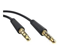 CABLEPELADO Cable alargador Jack 3.5 mm TRRS 4 Pines | Macho a Macho | Compatible con Auxiliar para Radio de Coche, Cascos, PS5, Xbox, Reproductor DVD, Altavoz,PC,TV | Negro | 2 Metros