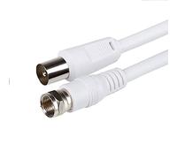 CABLEPELADO Cable Antena-satelite | Cable TV Sat 75 Ohm | Conector coaxial Macho a Tipo F Macho | Satélite Sat Freesat Sky Virgin BT TV HDTV DVB DVD Radio/Coax de Antena TV | Blanco | 5 Metros