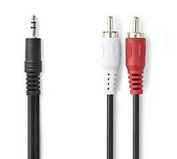 CABLEPELADO Cable Audio Estereo Jack a 2 | Cable de Audio 2 a Jack 3.5mm | Minijack a Macho Audio | para Móvil Tablet PC iPod Amplificador Altavoz TV DVD | 3 Metros