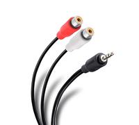 CABLEPELADO Cable Audio Estéreo Macho de 3.5 mm a 2X Hembra | Cable Divisor Audio Estéreo | Apto para para Amplificador, Altavoces, Tocadisco, Mezclador, TV, MP3, Móvil,Tablet, PC | 25 cm