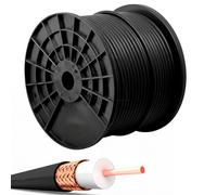 CABLEPELADO - Cable Coaxial PE 100 Metros para Exterior | Conductor de Cobre (Cu) 1,10 mm | Cubierta Resistente de Polietileno (PE) | Impedancia 75 Ohmios | Bobina para Antena TV | Negro