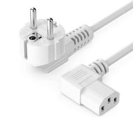 CABLEPELADO Cable de alimentación acodado CPU | Enchufe Tipo F (CEE 7/4) 90° en Ángulo Toma de Entrada C13 Enchufe 90° en Ángulo | Sección 0.75mm² | Ordenador, Monitor, Impresora | Blanco | 2 Metros