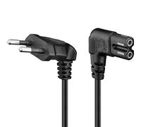 CABLEPELADO - Cable de alimentación IEC-320 acodado C7, 0,75 mm², compatible con Samsung, Philips, LG, Sony, Sharp, Panasonic, LED TV, Sky, Sky High Tech TV, negro, 1 m