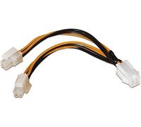 CABLEPELADO Cable de Alimentación para microprocesador | Cable alimentación Interno CPU | 4 Pin Hembra a 2X 4 Pin Macho | 15 cm