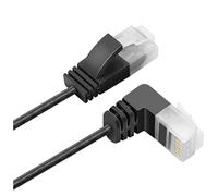 CABLEPELADO Cable de Red, Cable LAN, Cable de Datos, Cable Gigabit, Cable RJ45, Cable Trenzado, 1x 90º, Categoría 5E, Compatible PC, PS4, PS5, Xbox, Smart TV, Server, 0.5 Metros, Negro