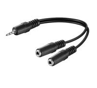 CABLEPELADO Cable Divisor de Audio Estéreo 2X Jack 3.5mm Hembra a 3.5mm | Cable Divisor de Auriculares | Cable Divisor de Jack | Compatible con iPod, iPhone, iPad, Samsung, MP3 | 20 cm | Negro