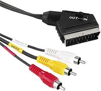CABLEPELADO Cable SCART AV conmutable | Scart a | Adaptador convertidor Euro Conector | Conversor S-Video 3 | Adaptador Euroconector | 2 x Audio, 1 x Video, 1 x S-Video | 2 Metros