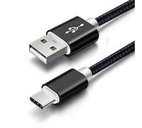CABLEPELADO Cable USB C | Cable USB C Nylon Trenzado | Carga Rápida | 2A | Compatible con Samsung Galaxy S20/10/9/ Note 10/9, Xiaomi Mi 10/9, Controlador PS5/Xbox Series X/S, etc | 2 Metros | Negro