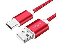 CABLEPELADO Cable USB C | Cable USB C Nylon Trenzado | Carga Rápida | 2A | Compatible con Samsung Galaxy S20/10/9/ Note 10/9, Xiaomi Mi 10/9, Controlador PS5/Xbox Series X/S, etc | 2 Metros | Rojo