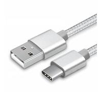CABLEPELADO Cable USB C | Cable USB C Nylon Trenzado | Carga Rápida | 2A | Compatible con Samsung Galaxy S20/10/9/ Note 10/9, Xiaomi Mi 10/9, Controlador PS5/Xbox Series X/S, etc | 1 Metro | Plateado