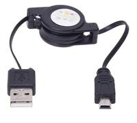 CABLEPELADO Cable USB retractil Mini USB 0.75 Metros Negro