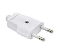 CABLEPELADO Clavija Enchufe Bipolar | Clavija Bipolar Recto | Sin TT | Contactos fabricados en latón niquelado | 10A | 250V | IP20 | Blanco | Macho