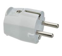 CABLEPELADO Clavija Enchufe schuko Recto | Clavija de Contacto de Puesta a Tierra con Alivio de tensión | Salida Cable Trasera | 16A | 250V | IP20 | 3,7kW | Macho | Blanco