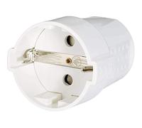 CABLEPELADO Clavija Enchufe schuko Recto | Clavija de Contacto de Puesta a Tierra con Alivio de tensión | Salida Cable Trasera | 16A | 250V | IP20 | 3,7kW | Hembra | Blanco