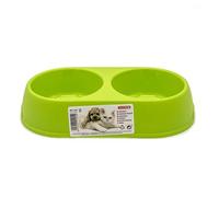 CABLEPELADO - Comedero plastico Doble Redondo para Mascotas - Bol Mascotas - Cuenco Agua - Bebedero - Plato Animales - plastico- Color Verde