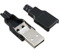 CABLEPELADO Conector USB Tipo A, Adaptador USB Tipo A Macho de 4 Pines, Conector USB para soldar, Plug USB Type A soldar, Tensión Nominal 30v, Macho, USB 2.0, Negro