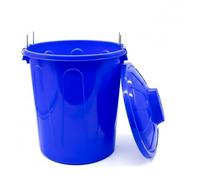 CABLEPELADO Cubo de Basura con tapa, Cubo basura Industrial, Cubo basura Plástico con asas metálicas, Contenedor residuos, 55 cm alto x 44 cm Diámetro superior, Capacidad 51 Litros, Azul