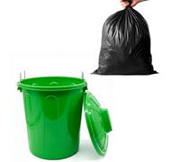 CABLEPELADO Cubo de Basura con tapa, Cubo basura Industrial, Cubo basura Plástico con asas metálicas, Contenedor residuos, 55 cm alto x 44 cm Diámetro superior, Capacidad 51 Litros, Verde