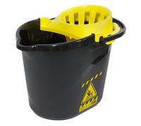 CABLEPELADO Cubo Fregona señal Advertencia Escurrefacil - Menos Esfuerzo para Fregar y escurrir - 15 litros - PP5 - Resistente - Fabricado en España Color Negro y Amarillo