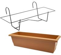 CABLEPELADO Jardinera con Soporte de Metal, Balconera, Soporte metálico y Jardinera, Fabricada en PP Apto balcón, jardín, Patio, Interior o Exterior, Color Marrón (50 cm)