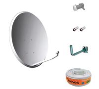 CABLEPELADO - Kit Antena parabólica 60cm | Soporte Pared | Rollo 20m | LNB Universal.