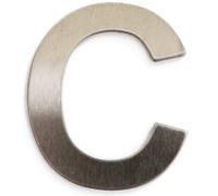 CABLEPELADO Letra C de Metal Adhesivo, Acero Inoxidable, Uso en Exterior e Interior, Apto para Paredes, Fachadas, Portales o Puertas, 7.5 cm de Altura