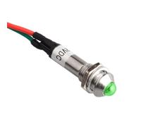 CABLEPELADO Luz LED piloto | Luz indicadora LED para panel | Cable 50 cm | Apto paneles electrónicos, cuadros de control, circuitos eléctricos | Diámetro de montaje 8mm | Voltaje 220VAC | LED verde