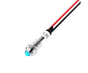 CABLEPELADO Luz LED piloto | Luz indicadora LED para panel | Cable 50 cm | Apto paneles electrónicos, cuadros control, circuitos eléctricos | Diámetro montaje 8mm | Voltaje 12V DC | LED Azul