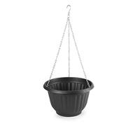 CABLEPELADO Macetero Colgante de Plástico Negro - Cesto para Plantas con Canasta Suspendida - Jardinera con Diámetro Superior 25 cm