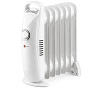 CABLEPELADO - Mini Radiador de Aceite 7 Elementos 600W | Estufa Eléctrica Portátil con Termostato Regulable | Sistema Antivuelco y Protección Sobrecalentamiento | 38.5x30x14 cm | Blanco