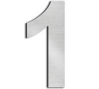 CABLEPELADO - Numero 1 de Metal adhesivo | Acero Inoxidable | Uso en Exterior e Interior | Apto para Paredes, Fachadas, Portales o Puertas | 7.5 cm de altura