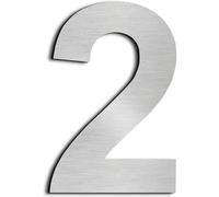 CABLEPELADO - Numero 2 de Metal adhesivo | Acero Inoxidable | Uso en Exterior e Interior | Apto para Paredes, Fachadas, Portales o Puertas | 7.5 cm de altura