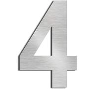 CABLEPELADO - Numero 4 de Metal adhesivo | Acero Inoxidable | Uso en Exterior e Interior | Apto para Paredes, Fachadas, Portales o Puertas | 7.5 cm de altura