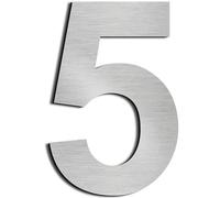 CABLEPELADO - Numero 5 de Metal adhesivo | Acero Inoxidable | Uso en Exterior e Interior | Apto para Paredes, Fachadas, Portales o Puertas | 7.5 cm de altura
