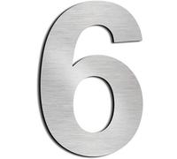 CABLEPELADO Numero 6 de Metal Adhesivo | Acero Inoxidable | Uso en Exterior e Interior | Apto para Paredes, Fachadas, Portales o Puertas | 7.5 cm de Altura