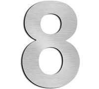 CABLEPELADO Numero 8 de Metal Adhesivo | Acero Inoxidable | Uso en Exterior e Interior | Apto para Paredes, Fachadas, Portales o Puertas | 7.5 cm de Altura