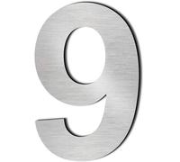 CABLEPELADO Numero 9 de Metal Adhesivo | Acero Inoxidable | Uso en Exterior e Interior | Apto para Paredes, Fachadas, Portales o Puertas | 7.5 cm de Altura