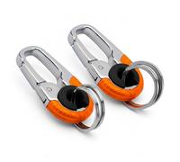 CABLEPELADO - Pack 2 Uds Llavero Mosquetón - Gancho Resistente con Doble Anilla para Llaves de Coche y Casa, Llavero de Aleación de Zinc para Hombre y Mujer, Clip para Cinturón y Mochila, Naranja