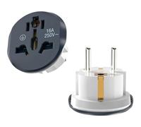 CABLEPELADO - Pack de 2 Adaptadores Gris de Enchufe Universal EU a UK | Compatible con Viajes, Hogar y Oficina | 250V / 16A